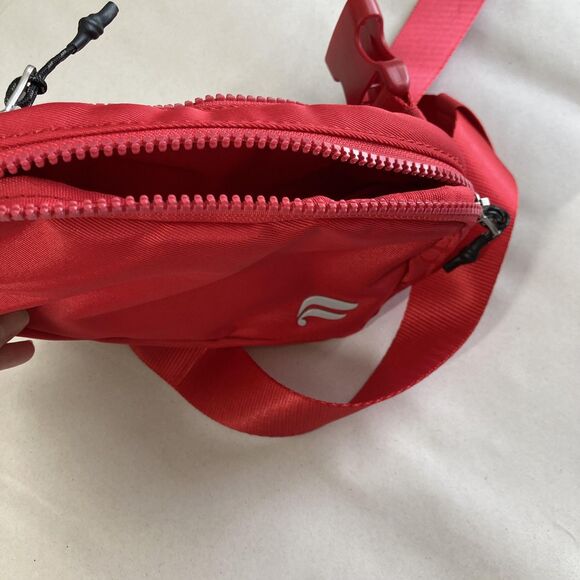 Fabletics Belt Bag Fanny Pack Small Red Zip Solid Polyester Nylon Women 8x4" - Picture 15 of 16